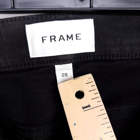 Frame The Alix Faux Leather Jeans Womens Size 26 Skinny Black High Rise - Picture 11 of 14